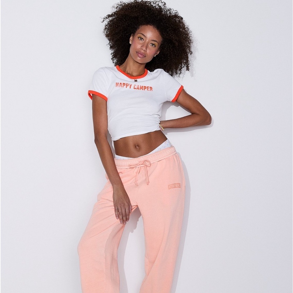 PINK ‘Happy Camper’ Cotton Short Sleeve Tee Women Size Medium